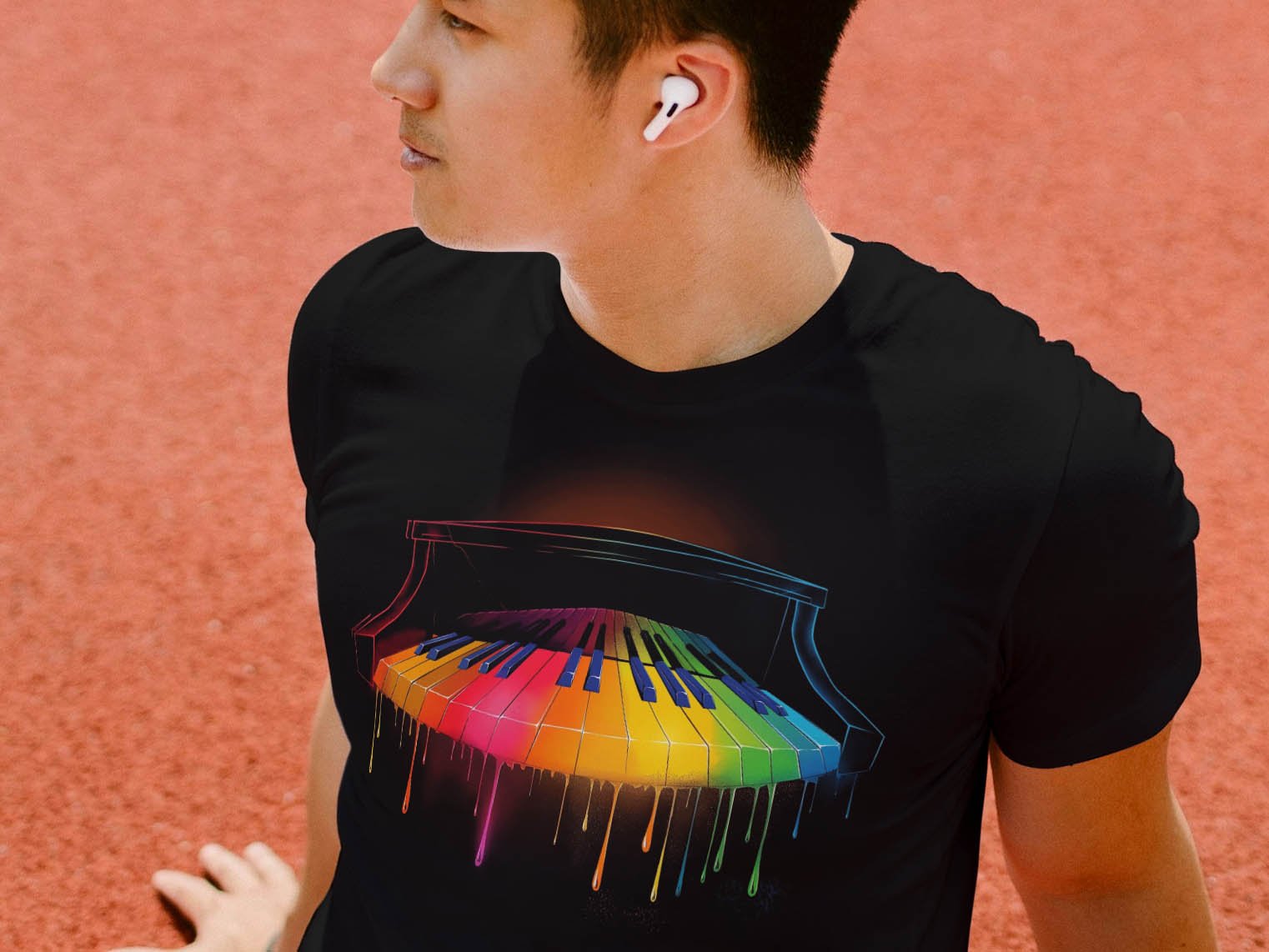 T-shirt Notes De Musique Clavier Coloré - Pour Pianiste, Musicien, Fan De Musique - Coupe Classique, Léger, 100% Coton